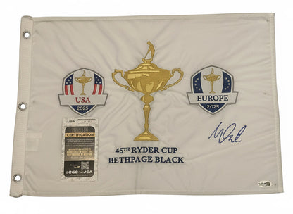 Matt Fitzpatrick Autographed 2025 Ryder Cup Pin Flag Team Europe JSA COA-Right Off The Field