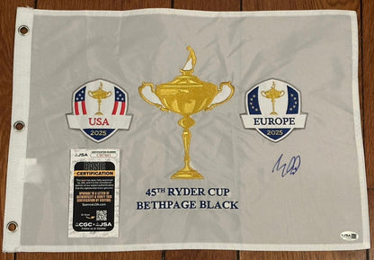 Matt Fitzpatrick Autographed 2025 Ryder Cup Pin Flag Team Europe JSA COA-Right Off The Field
