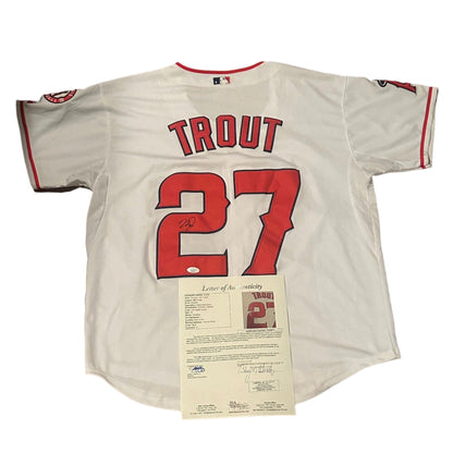 Mike Trout Autographed Los Angeles Angels Custom Jersey JSA LOA-Right Off The Field