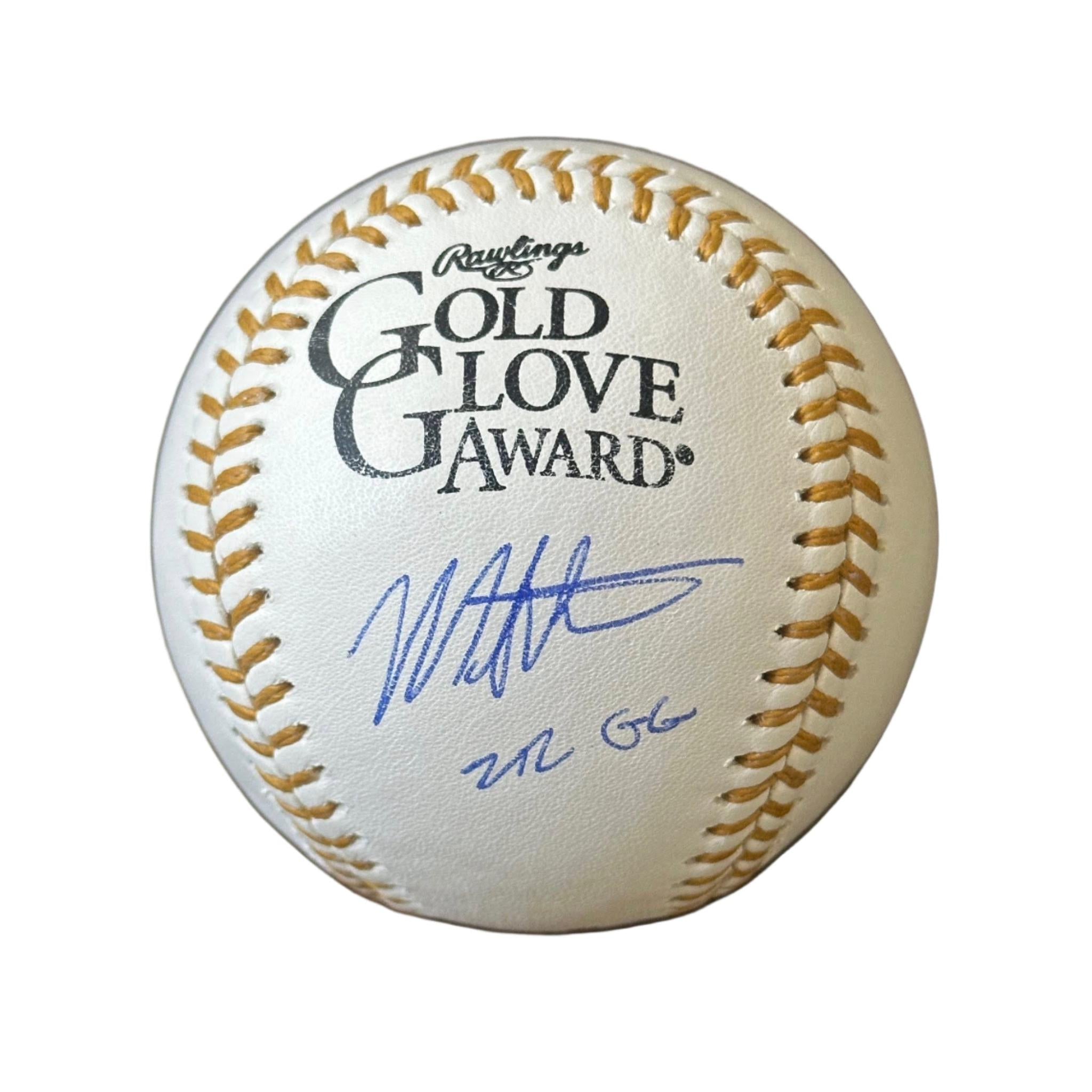 Myles Straw Autographed Gold Glove Award Baseball (22 GG Inscription)-Right Off The Field