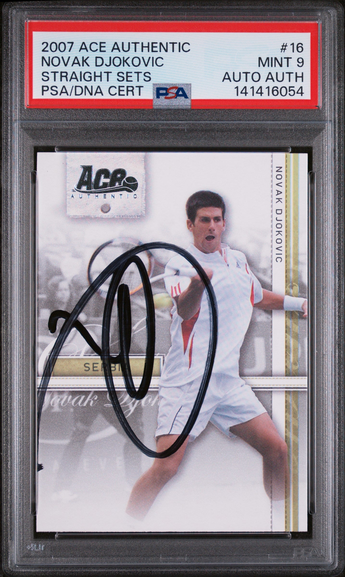 Novak Djokovic Autographed 2007 Ace Authentic Straight Sets #16 Mint 9-Right Off The Field