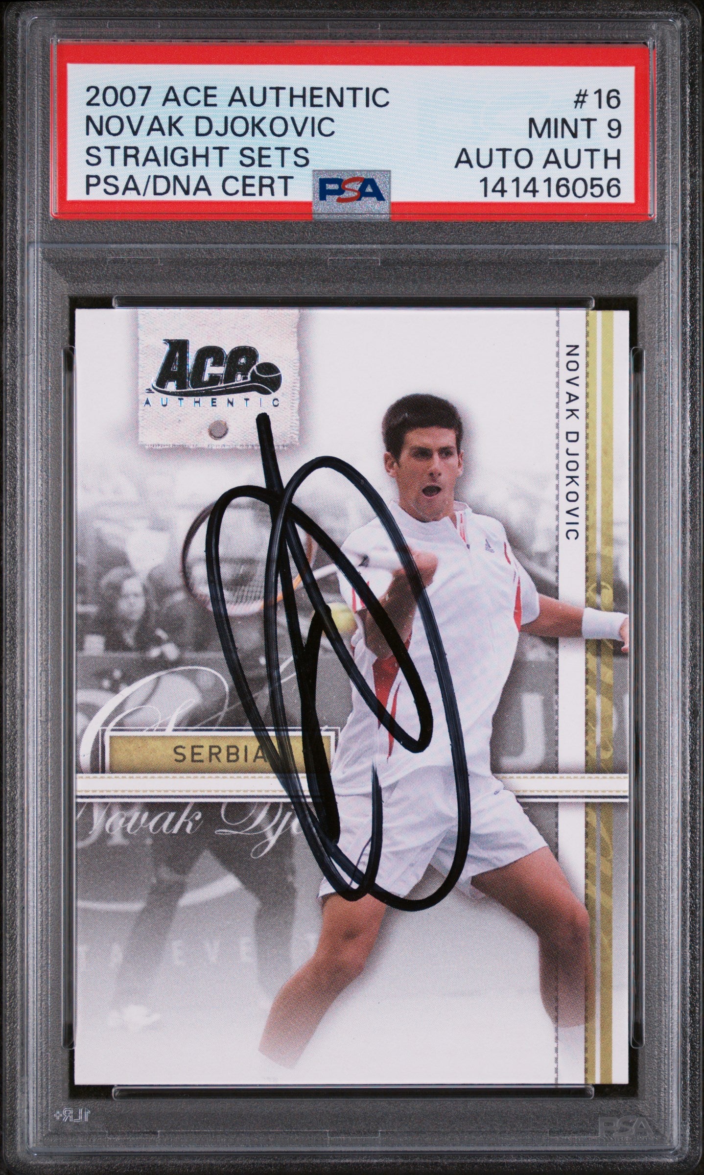 Novak Djokovic Autographed 2007 Ace Authentic Straight Sets #16 Mint 9-Right Off The Field