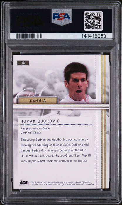 Novak Djokovic Autographed 2007 Ace Authentic Straight Sets #16 NM 7-Right Off The Field