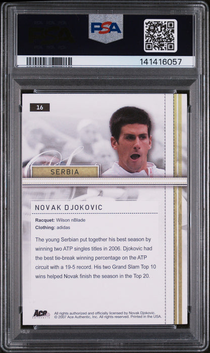 Novak Djokovic Autographed 2007 Ace Authentic Straight Sets #16 NM 7-Right Off The Field