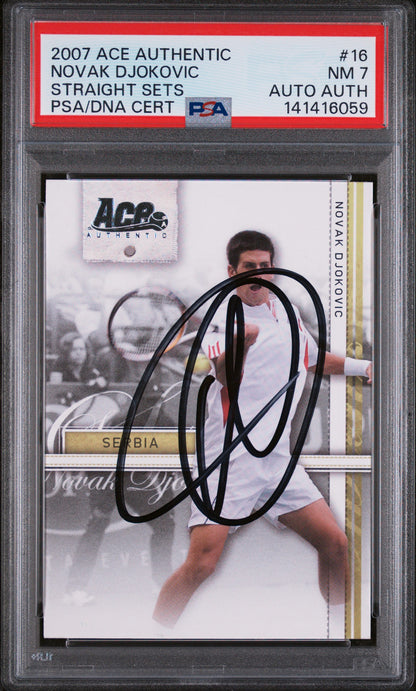 Novak Djokovic Autographed 2007 Ace Authentic Straight Sets #16 NM 7-Right Off The Field