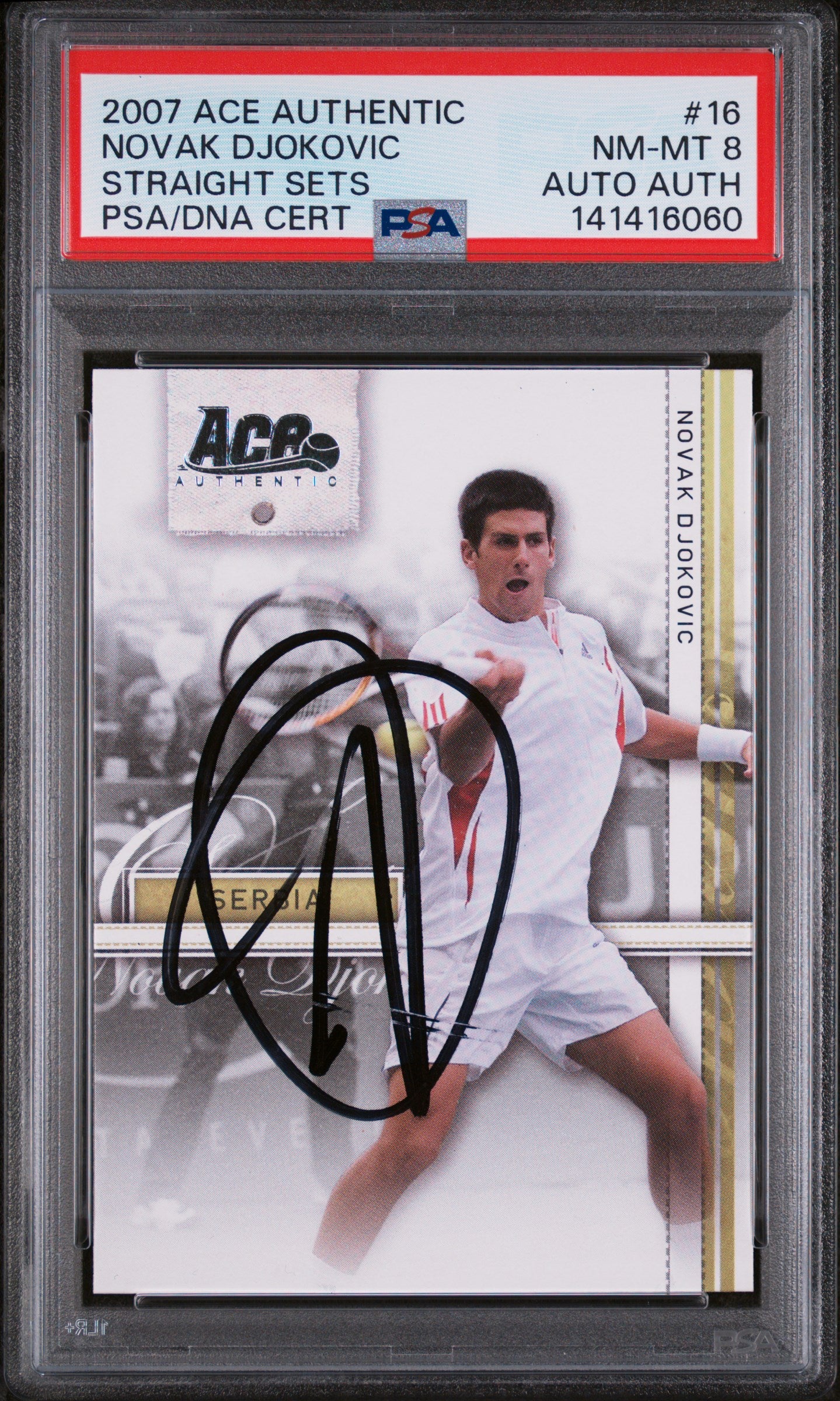 Novak Djokovic Autographed 2007 Ace Authentic Straight Sets #16 NM-MT 8-Right Off The Field