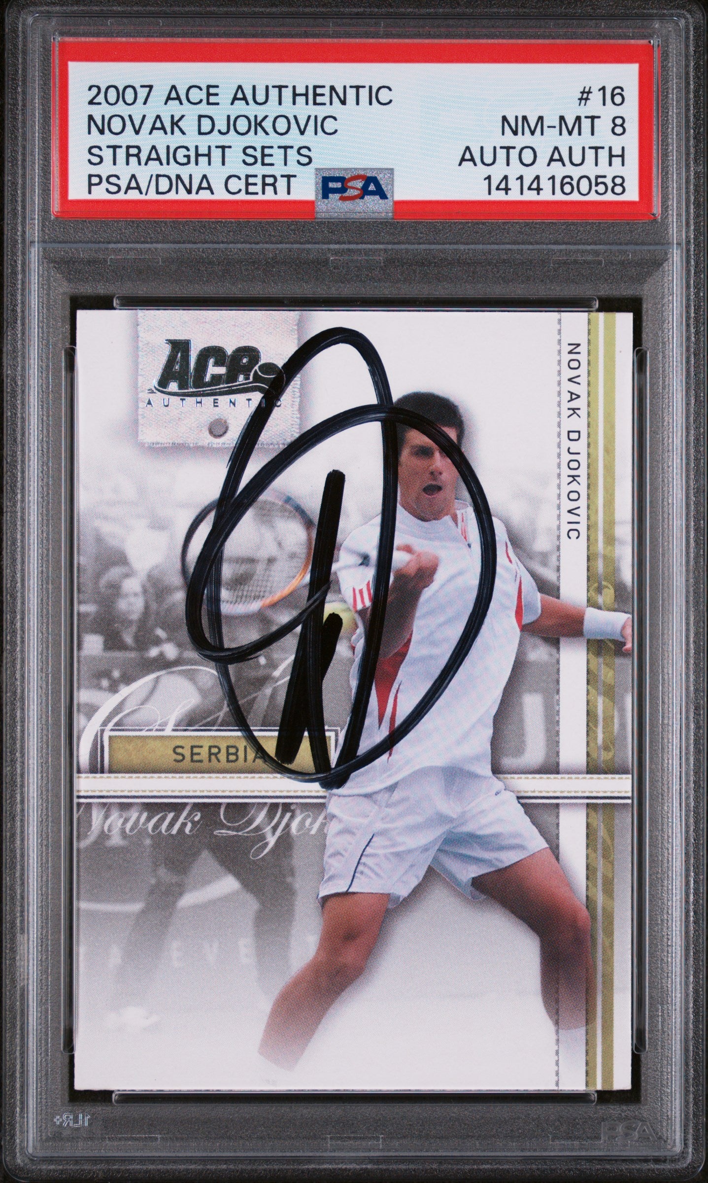 Novak Djokovic Autographed 2007 Ace Authentic Straight Sets #16 NM-MT 8-Right Off The Field