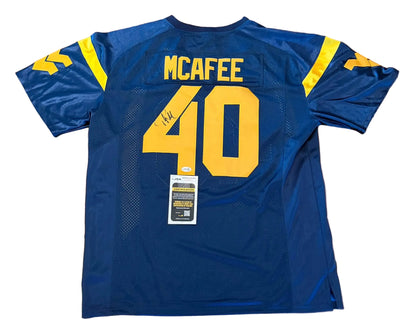 Pat McAfee Autographed West Virginia WVU Jersey JSA COA-Right Off The Field