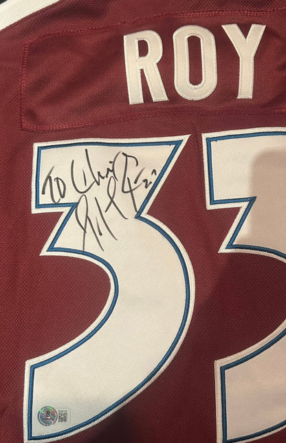 Patrick Roy Signed Colorado Avalanche Jersey Personalized "To Chris" Beckett-Right Off The Field