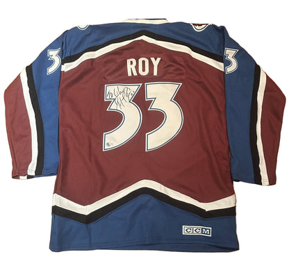 Patrick Roy Signed Colorado Avalanche Jersey Personalized "To Chris" Beckett-Right Off The Field