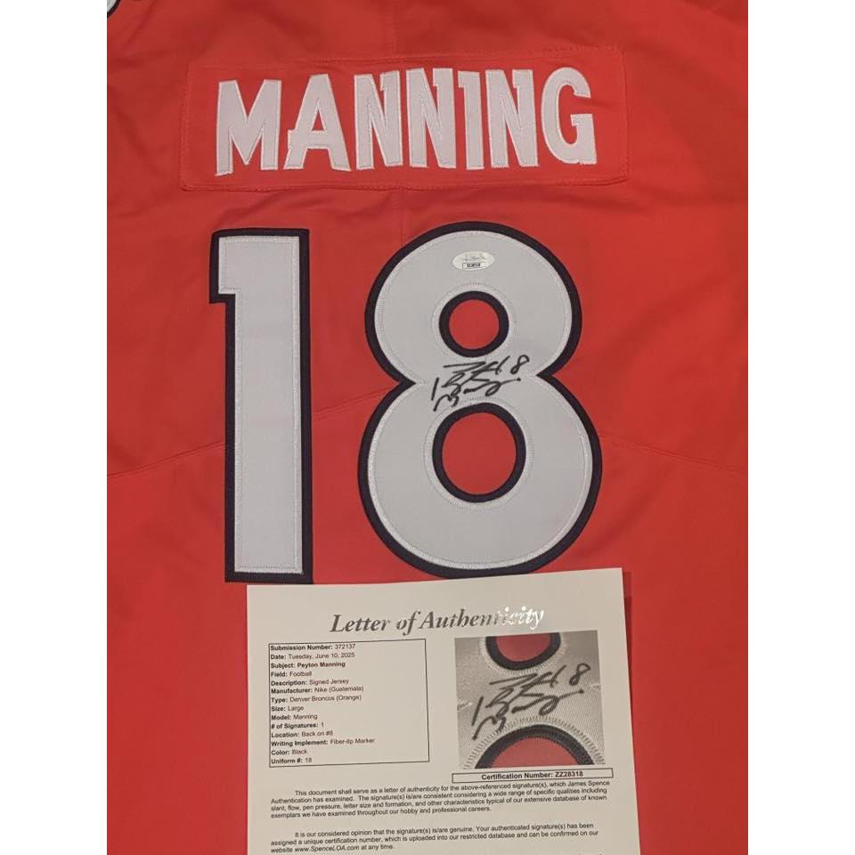 Peyton Manning Autographed Denver Broncos Jersey JSA LOA-Right Off The Field