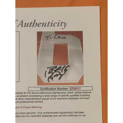 Peyton Manning Signed Tennessee Volunteers Jersey Personalized to Chris JSA LOA-Right Off The Field