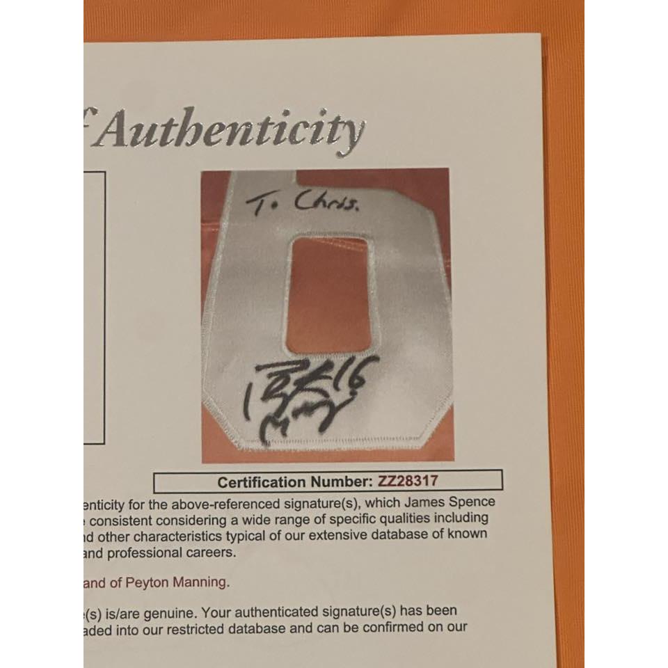 Peyton Manning Signed Tennessee Volunteers Jersey Personalized to Chris JSA LOA-Right Off The Field
