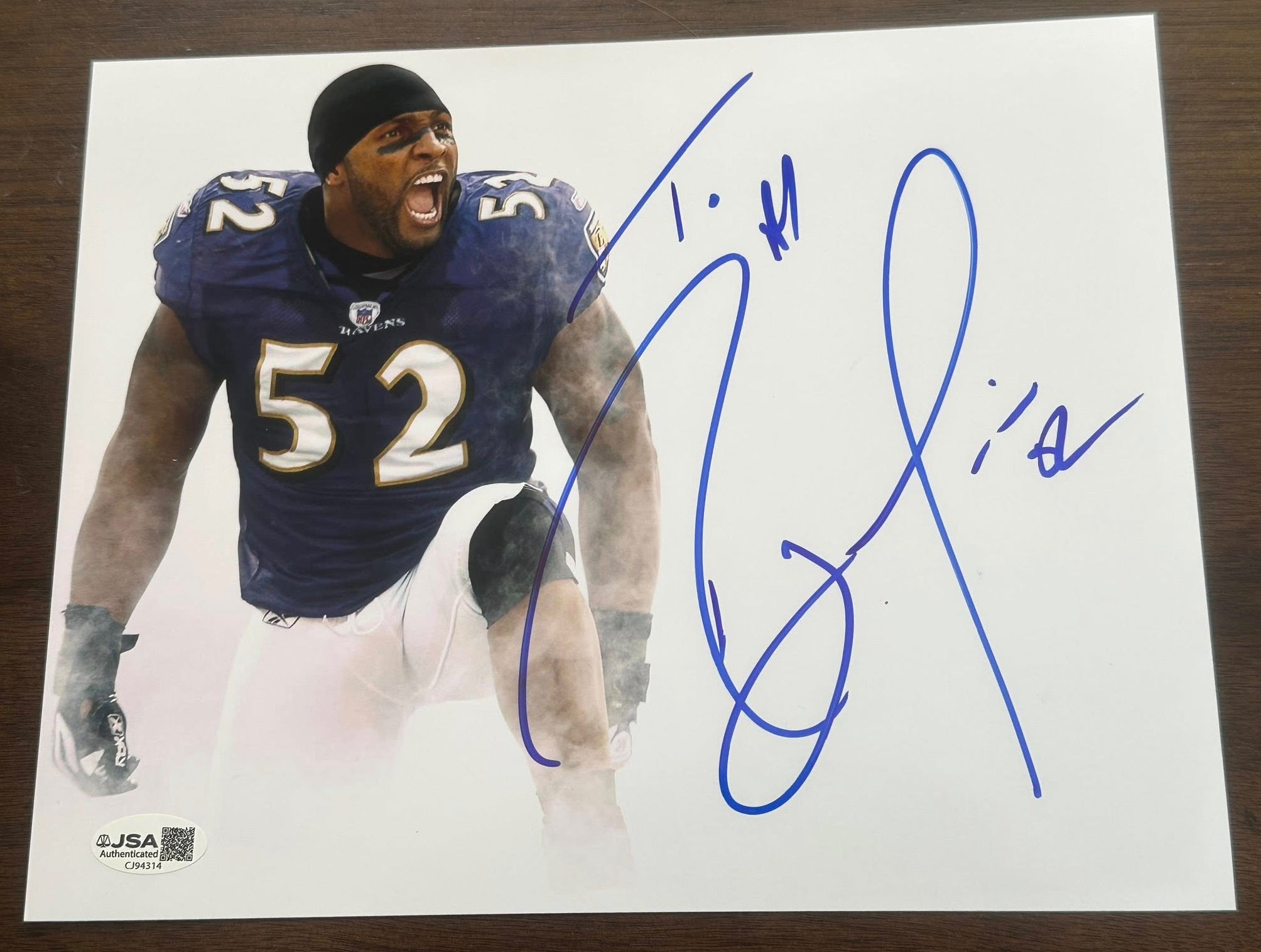 Ray Lewis Baltimore Ravens Autographed 8x10 Photo Personalized "To Al" JSA COA-Right Off The Field
