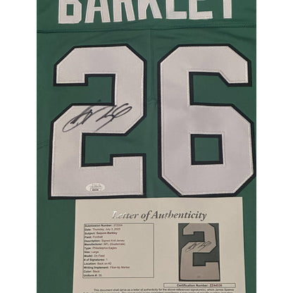 Saquon Barkley Autographed Philadelphia Eagles Jersey JSA LOA-Right Off The Field