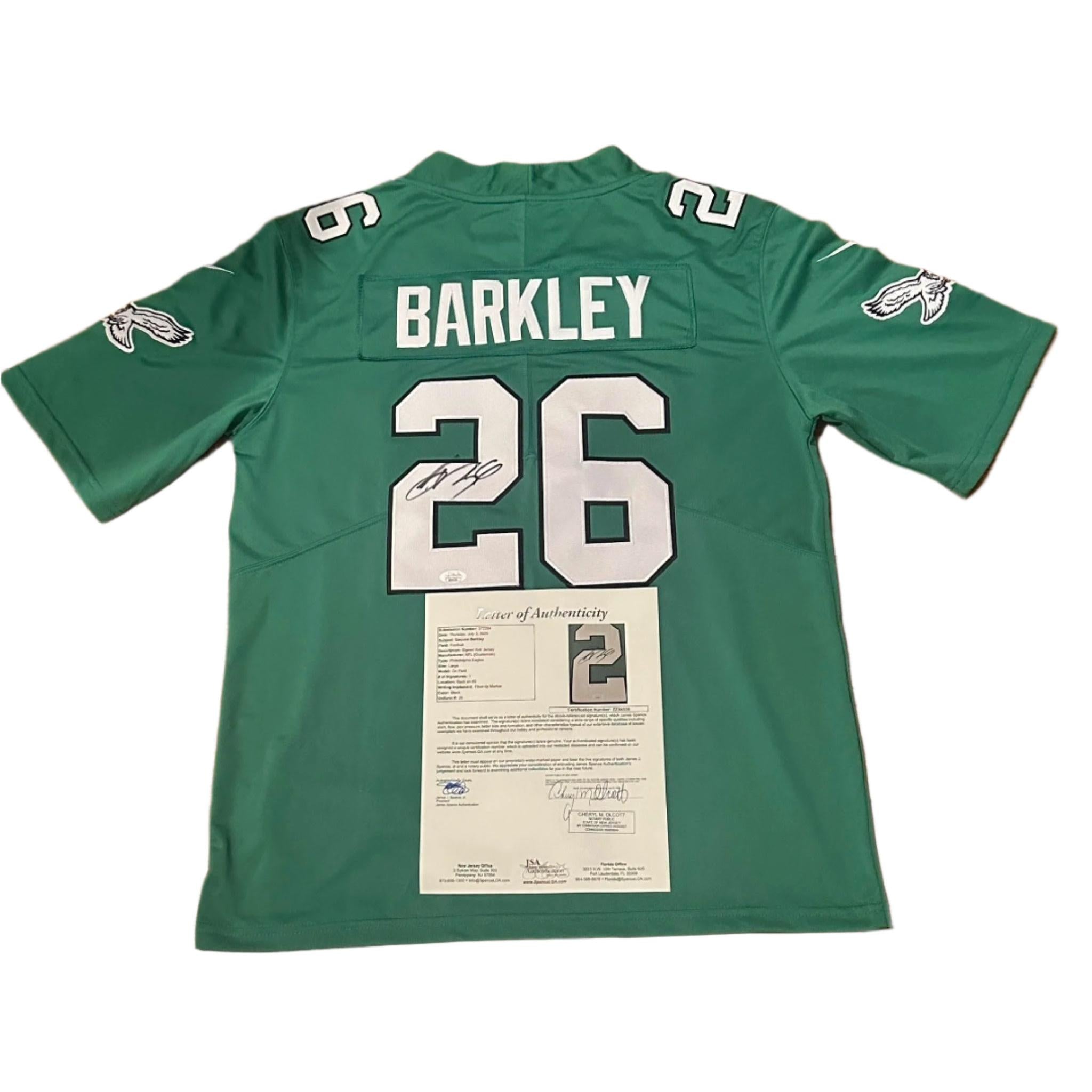 Saquon Barkley Autographed Philadelphia Eagles Jersey JSA LOA-Right Off The Field