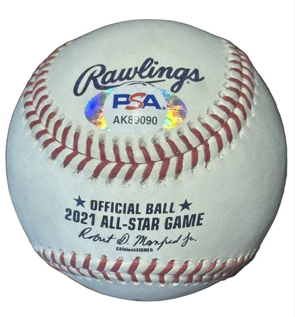 Shane Bieber Autographed 2021 MLB All Star Game Baseball PSA COA Guardians-Right Off The Field