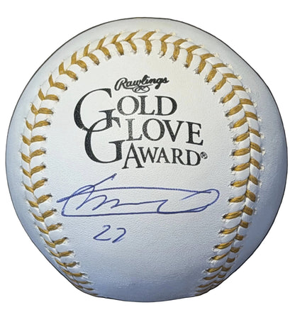 Vladimir Guerrero Jr. Autographed Gold Glove Award Baseball JSA COA Blue Jays-Right Off The Field