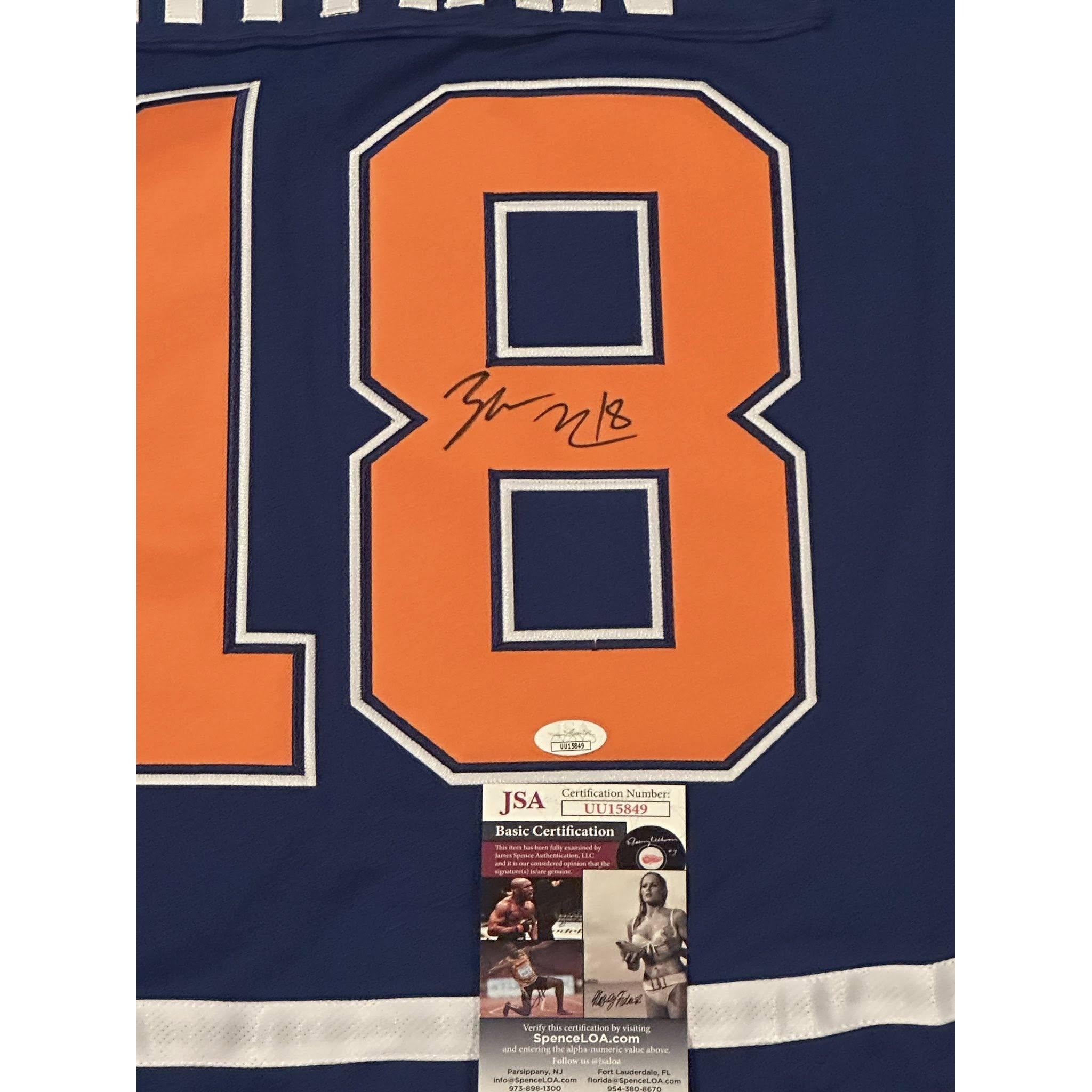 Zach Hyman Autographed Edmonton Oilers Jersey JSA COA-Right Off The Field